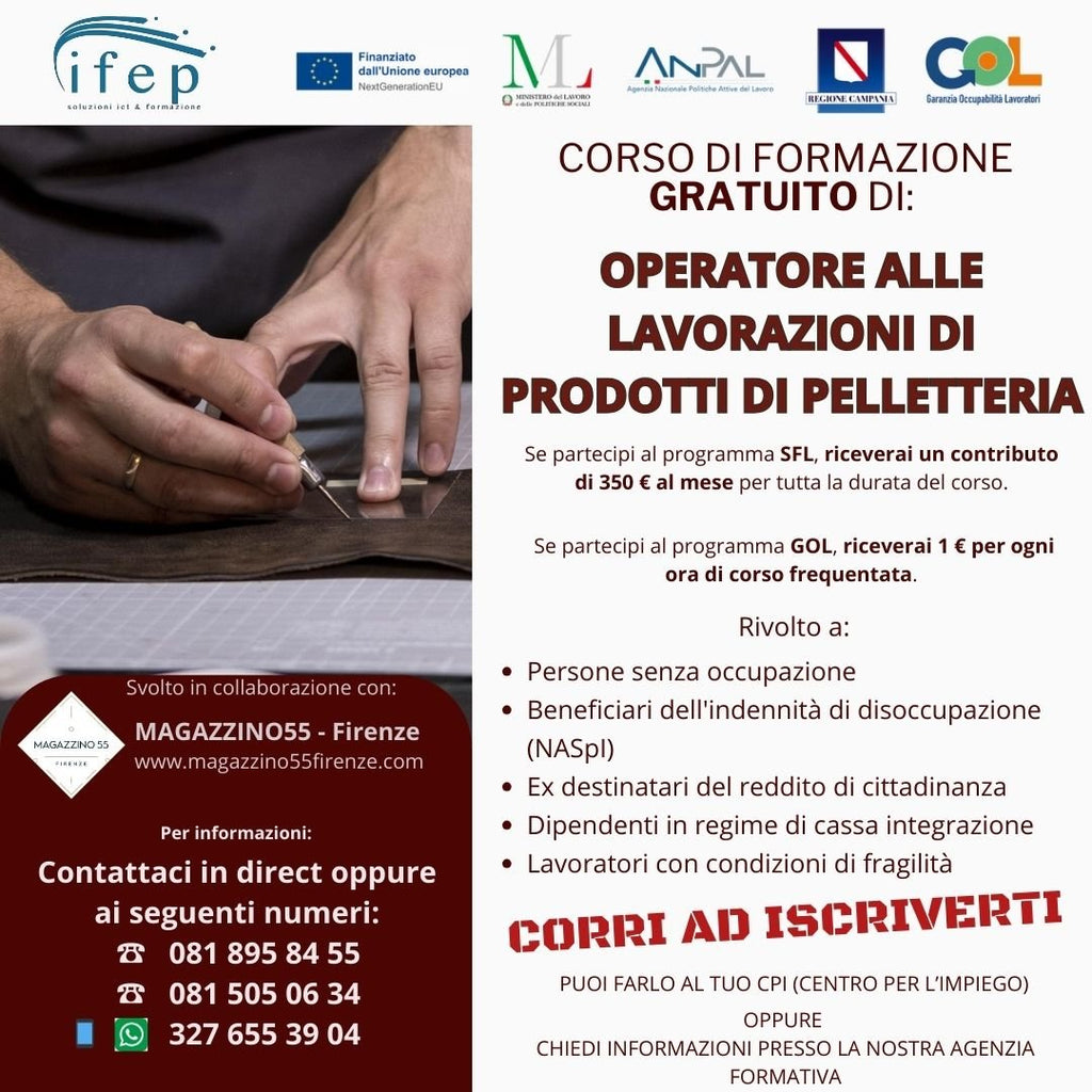 Nuove Opportunità di Formazione Gratuita nel Settore della Pelletteria: Al via il Corso per Operatori Specializzati