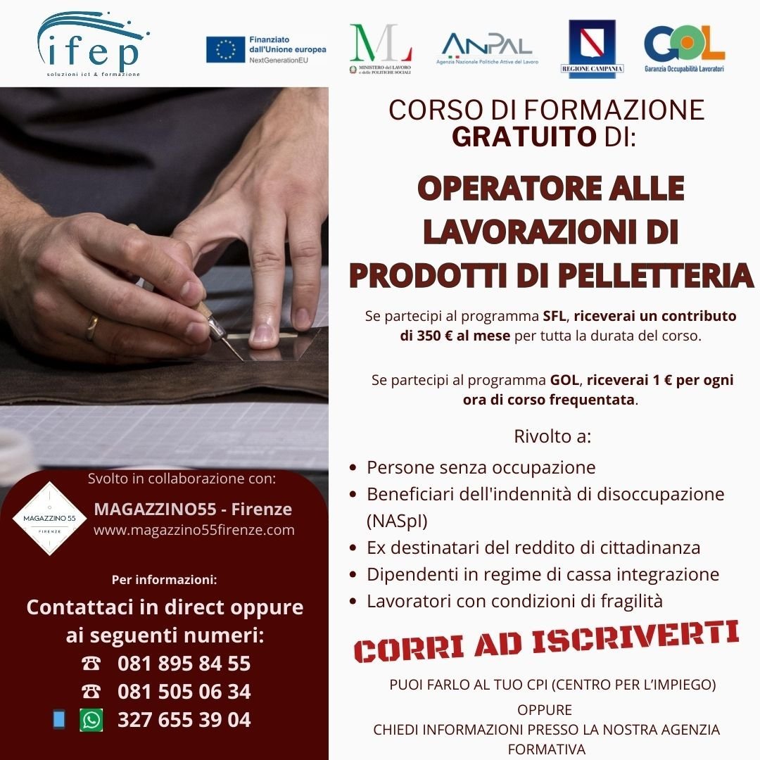 Nuove Opportunità di Formazione Gratuita nel Settore della Pelletteria: Al via il Corso per Operatori Specializzati - Magazzino 55 Firenze
