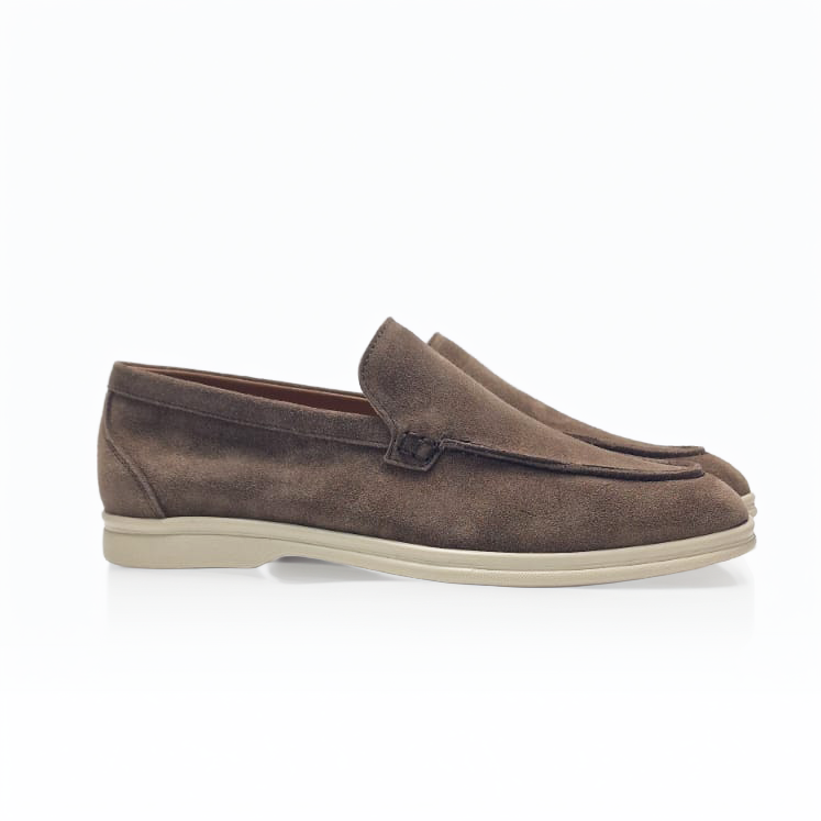 Loafers Estivo in Suede Tabacco con Fondo Gomma Leggera