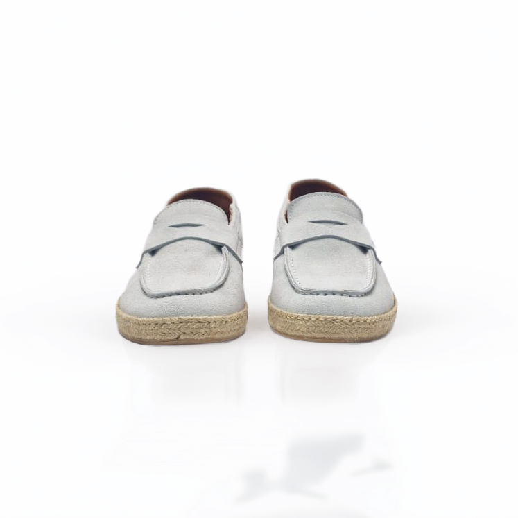 Loafers Estivo in Suede Grigio Ghiaccio con Fondo in Corda