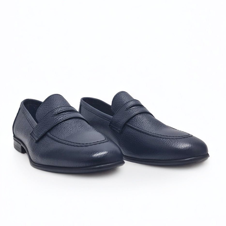 Eleganti Penny Loafer in Pelle Blu Navy con Fondo Gomma Leggera" - Zero55lab
