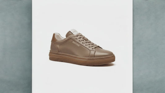 Sneaker Artigianale "Aversa" – Warm Taupe & White Tongue