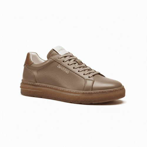 Sneaker Artigianale "Aversa" – Warm Taupe & White Tongue - Magazzino 55 Firenze